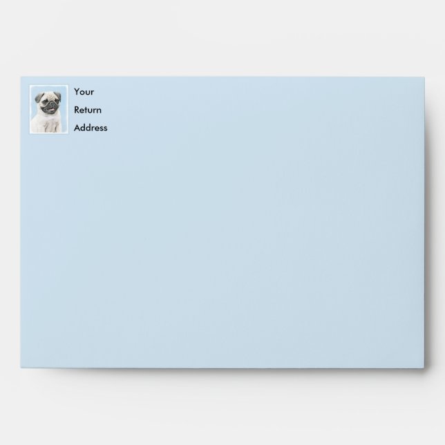 Pug Painting - Cute Original Dog Art Envelope (Front)