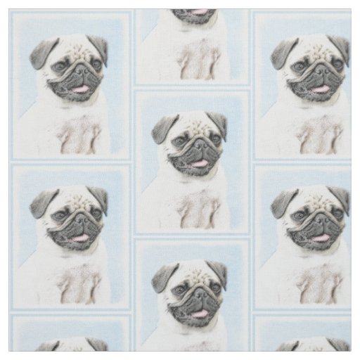 Pug Painting - Cute Original Dog Art Fabric
