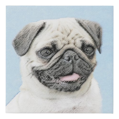 Pug Painting _ Cute Original Dog Art Faux Canvas Print