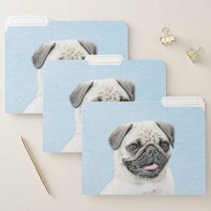 Pug Painting - Cute Original Dog Art File Folder