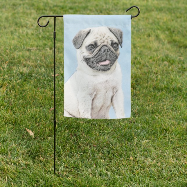 Pug Painting - Cute Original Dog Art Garden Flag (In SItu)