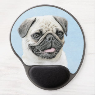 Pug Painting - Cute Original Dog Art Gel Mouse Pad