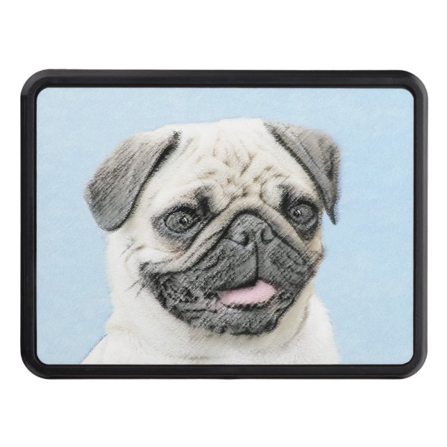 Pug Painting - Cute Original Dog Art Hitch Cover (Front)