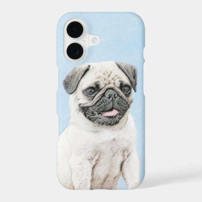 Pug Painting - Cute Original Dog Art iPhone Case (Back)