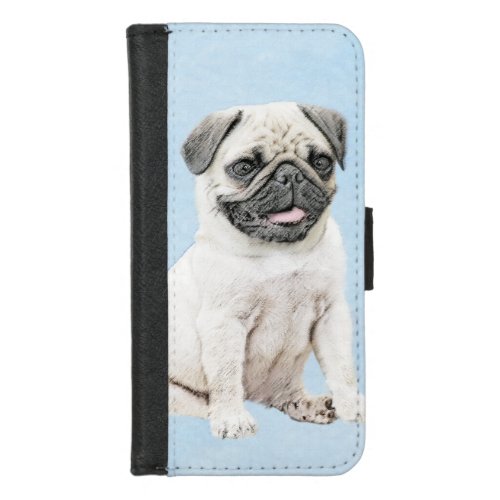 Pug Painting _ Cute Original Dog Art iPhone 87 Wallet Case