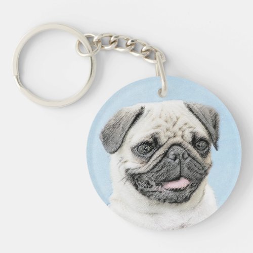 Pug Painting _ Cute Original Dog Art Keychain