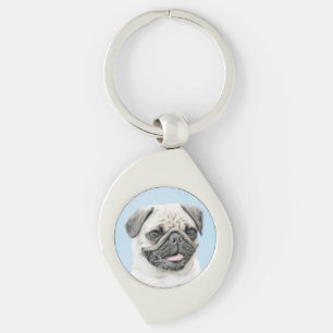 Pug Painting - Cute Original Dog Art Keychain