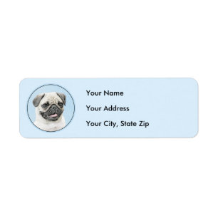 Pug Painting - Cute Original Dog Art Label
