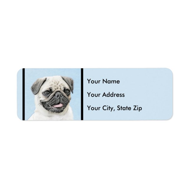 Pug Painting - Cute Original Dog Art Label (Front)