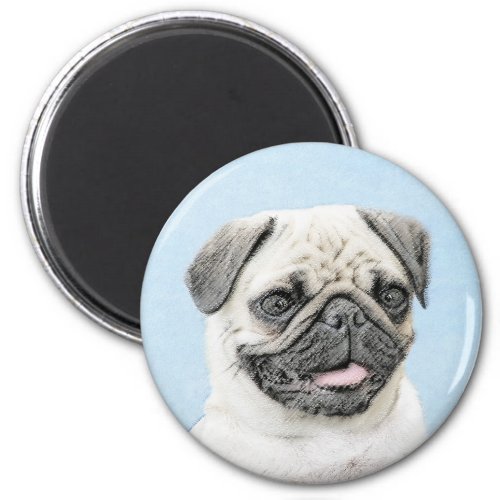 Pug Painting _ Cute Original Dog Art Magnet