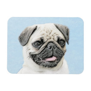 Pug Painting - Cute Original Dog Art Magnet