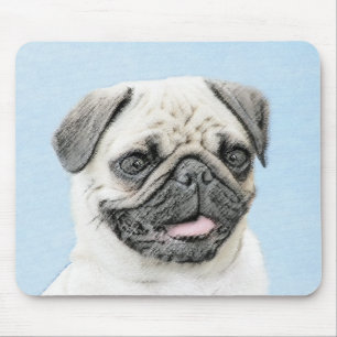 Pug Painting - Cute Original Dog Art Mouse Pad