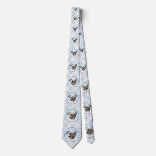 Pug Painting _ Cute Original Dog Art Neck Tie