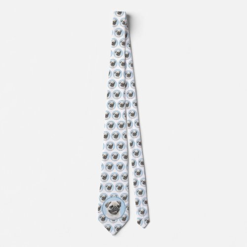 Pug Painting _ Cute Original Dog Art Neck Tie