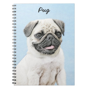 Pug Painting - Cute Original Dog Art Notebook