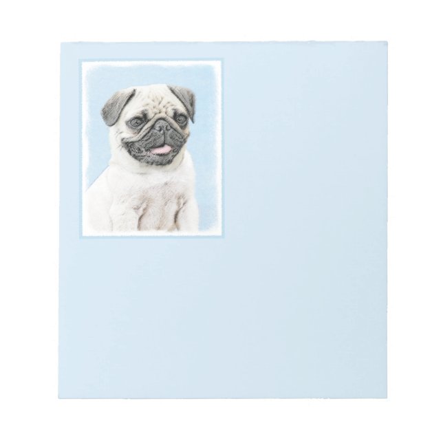 Pug Painting - Cute Original Dog Art Notepad (Front)