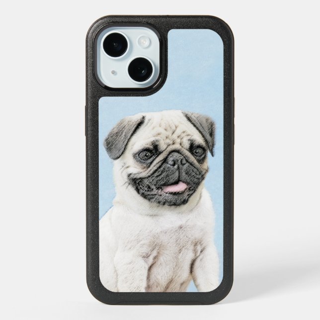 Pug Painting - Cute Original Dog Art OtterBox iPho iPhone 15 Case (Back)