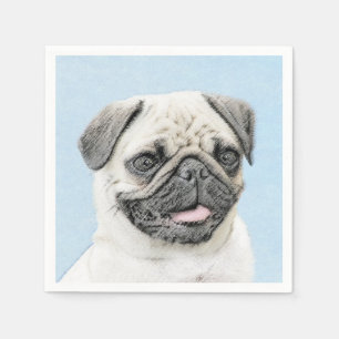 Pug Painting - Cute Original Dog Art Paper Napkins