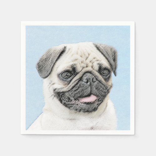 Pug Painting _ Cute Original Dog Art Paper Napkins