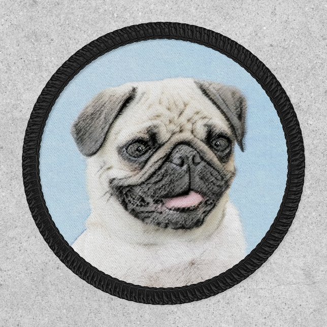 Pug Painting - Cute Original Dog Art Patch (Front)