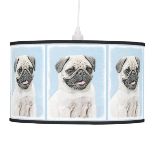Pug Painting _ Cute Original Dog Art Pendant Lamp