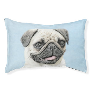 Pug Painting - Cute Original Dog Art Pet Bed