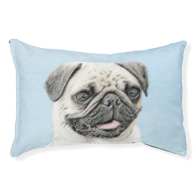 Pug Painting - Cute Original Dog Art Pet Bed (Front)