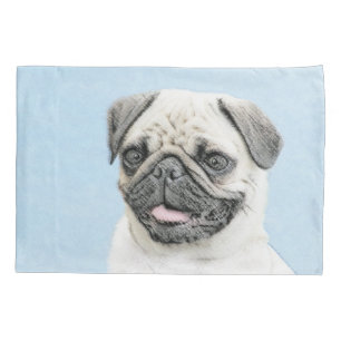Pug Painting - Cute Original Dog Art Pillow Case