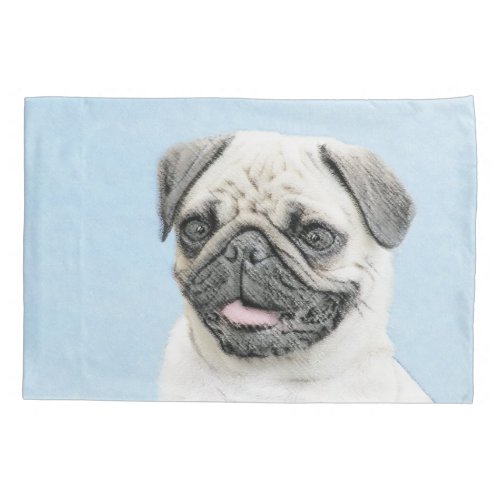 Pug Painting _ Cute Original Dog Art Pillow Case