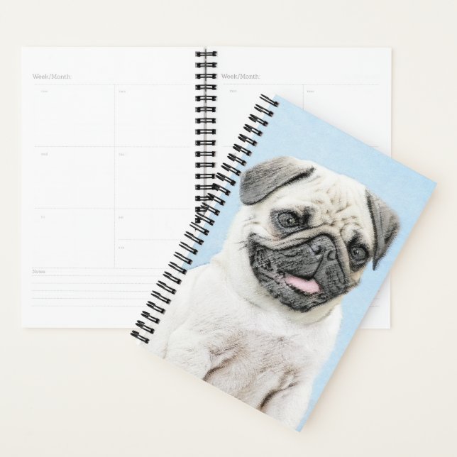 Pug Painting - Cute Original Dog Art Planner (Display)