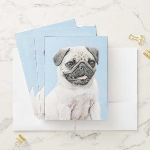Pug Painting _ Cute Original Dog Art Pocket Folder