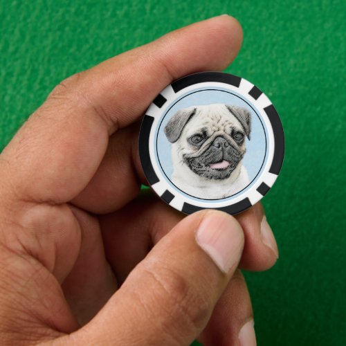 Pug Painting _ Cute Original Dog Art Poker Chips