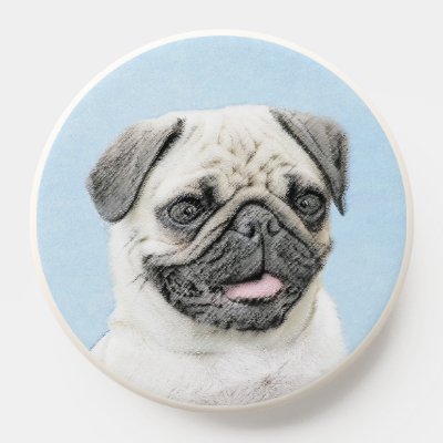 Pug Painting - Cute Original Dog Art PopSocket