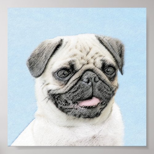 Pug Painting _ Cute Original Dog Art Poster