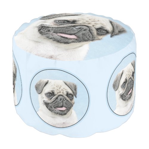 Pug Painting _ Cute Original Dog Art Pouf