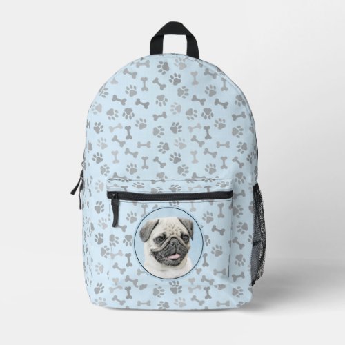 Pug Painting _ Cute Original Dog Art Printed Backpack