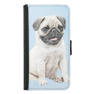 Pug Painting - Cute Original Dog Art Samsung Galaxy S5 Wallet Case