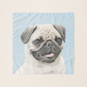 Pug Painting - Cute Original Dog Art Scarf