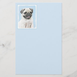 Pug Painting - Cute Original Dog Art Stationery
