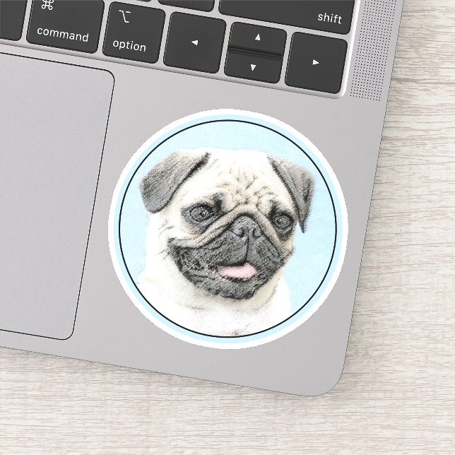Pug Painting - Cute Original Dog Art Sticker (Detail)