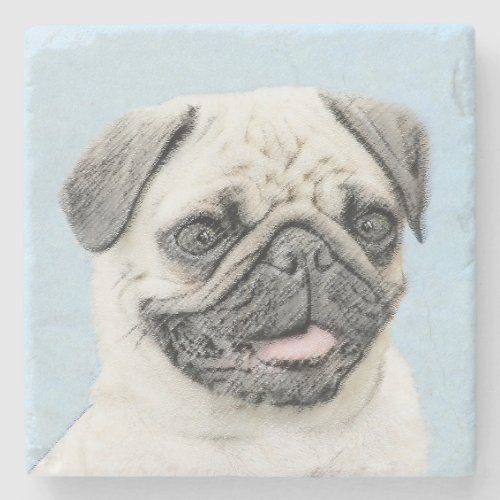 Pug Painting _ Cute Original Dog Art Stone Coaster