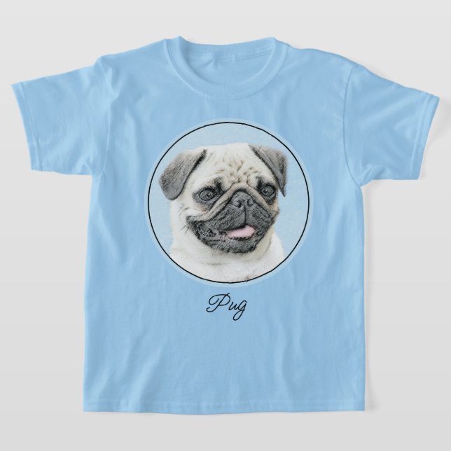 Pug Painting - Cute Original Dog Art T-Shirt (Laydown)