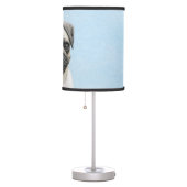 Pug Painting - Cute Original Dog Art Table Lamp (Right)