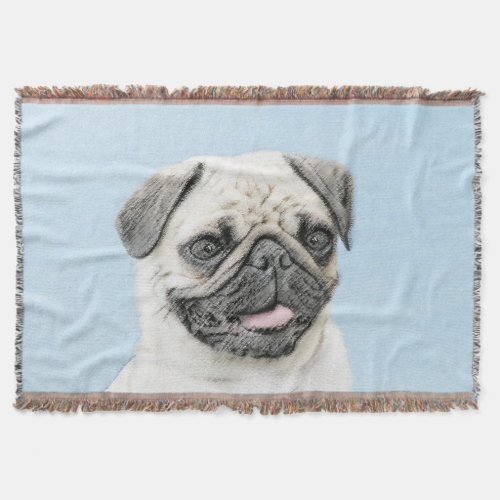 Pug Painting _ Cute Original Dog Art Throw Blanket
