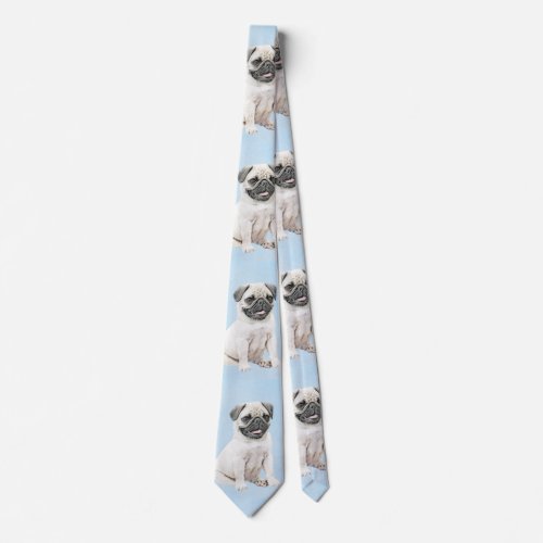 Pug Painting _ Cute Original Dog Art Tie