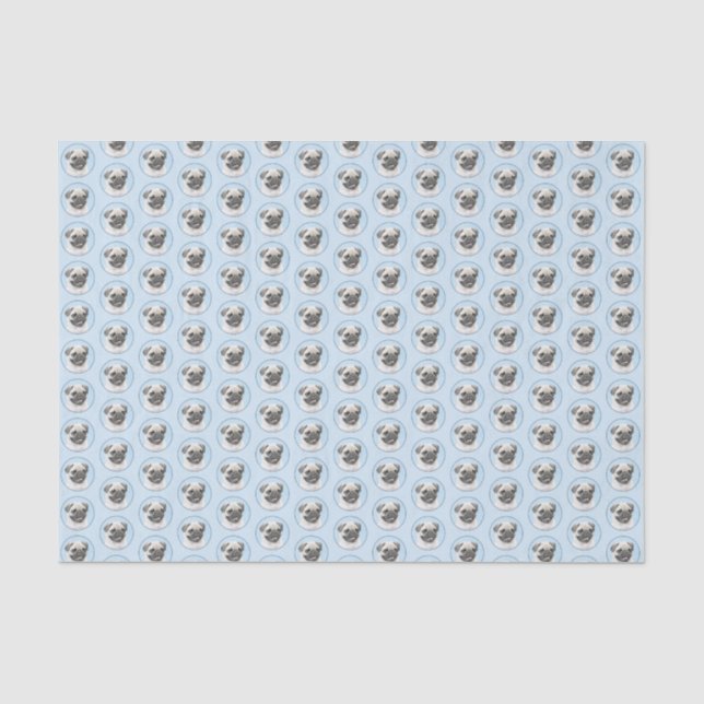 Pug Painting - Cute Original Dog Art Tissue Paper (Front)