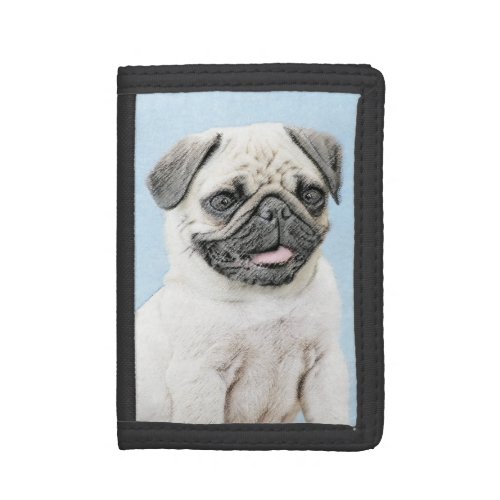 Pug Painting _ Cute Original Dog Art Trifold Wallet