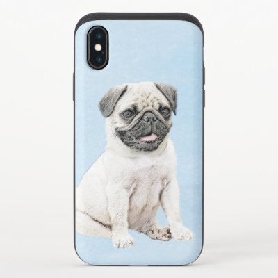 Pug Painting - Cute Original Dog Art iPhone X Slider Case