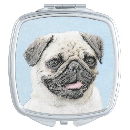 Pug Painting _ Cute Original Dog Art Vanity Mirror