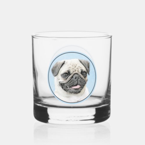 Pug Painting _ Cute Original Dog Art Whiskey Glass